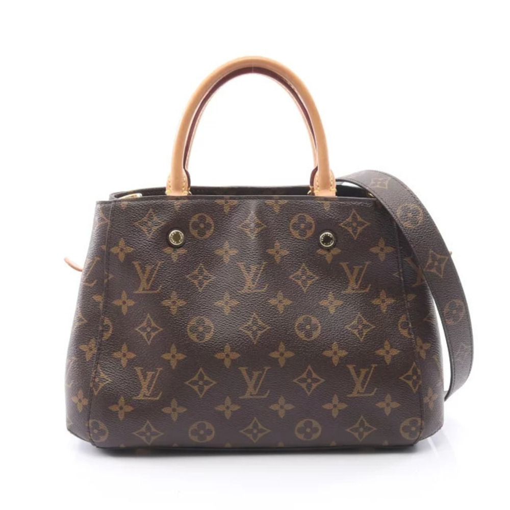 Louis Vuitton Montaigne Monogram Handbag Canvas Leather Brown